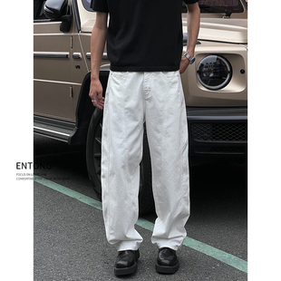 Entong美式cleanfit解构弯刀裤子2025新款男潮牌阔腿宽松休闲长裤