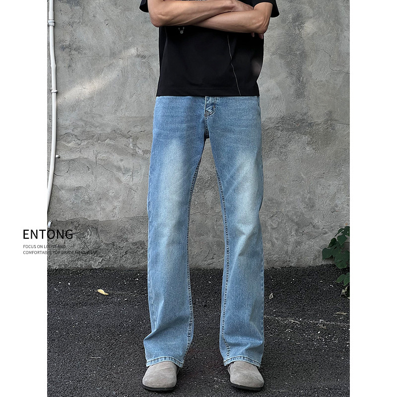 Entong高街美式潮牌vibe直筒牛仔裤男2026新款水洗百搭修身长裤子