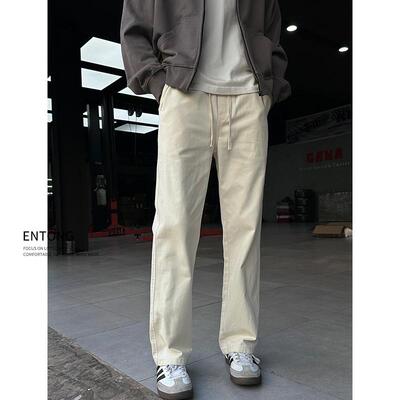 美式高街vibe杏色男士休闲裤