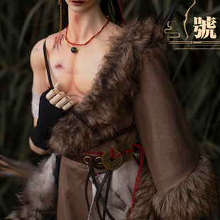 BJD人偶娃娃衣服TD号叔官服 大叔狩猎装 草原民族服毛边长袍+假发