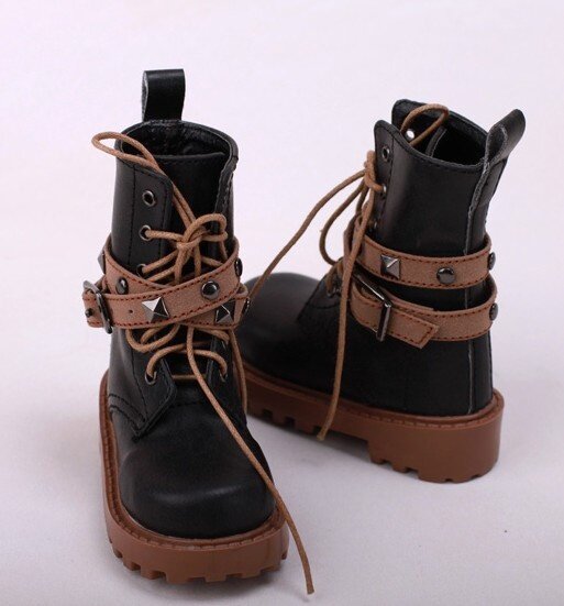 大叔BJD娃娃鞋子SD男娃皮鞋3分4分娃用铆钉短靴 战地皮靴-YGS69