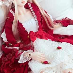 1/4BJD女娃娃衣服Ringdoll四分茱莉亚官配红白蕾丝裙套装RC45-20