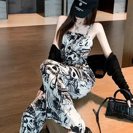 2025夏季新款防晒上衣连体裤套装印象派气质连衣裤两件套简约通勤