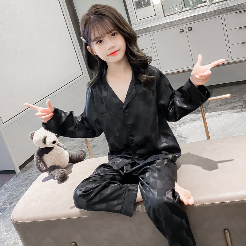儿童睡衣春秋薄款女童真丝家居服