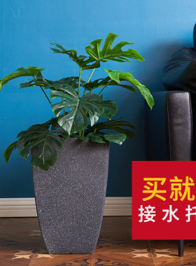 环球正品圆形大花盆方口仿水泥盆栽绿萝兰花塑料创意个性北欧简约