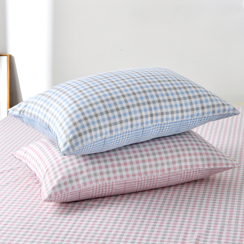 全棉千鸟格子枕头套清新简约家用