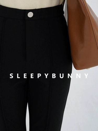 Черная труба с пробором по середине, штаны-клёш для отдыха, облегающий крой, увеличенная толщина