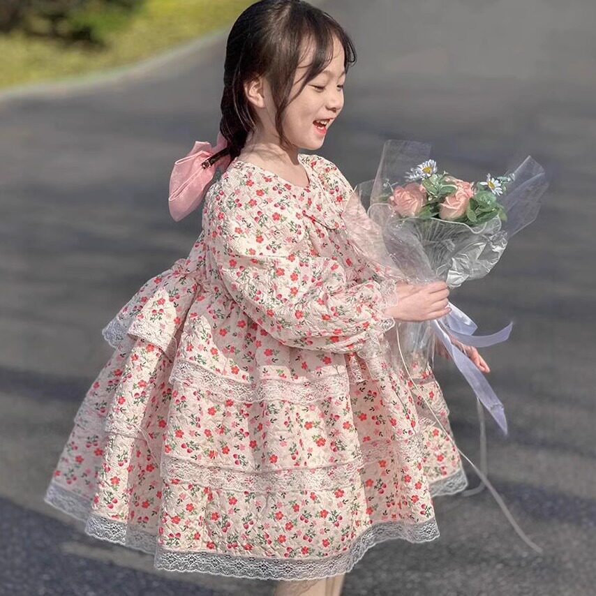 洛丽塔公主裙儿童春秋2025新款长袖蓬蓬裙裙子春季女童连衣裙韩版