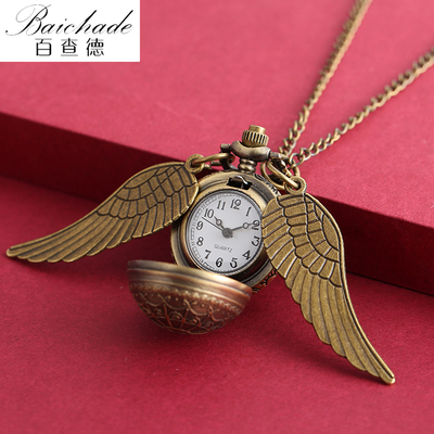哈利波特周边金色飞贼怀表复古翻盖纪念品女孩学生儿童男吊坠项链