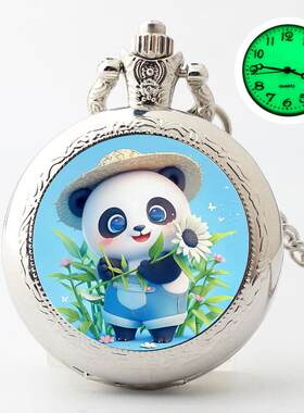 儿童可爱熊猫手表动漫怀表夜光定制照片创意圣诞节礼物一鹿平安