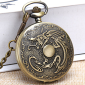 经典 复古怀表翻盖雕石英陀表男女士挂件项链学生怀表定制照片