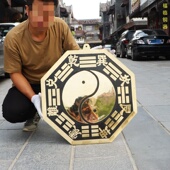 大号八卦镜纯黄铜阴阳太极凸镜家用大门挂凹镜化冲路尖角凸透镜铜