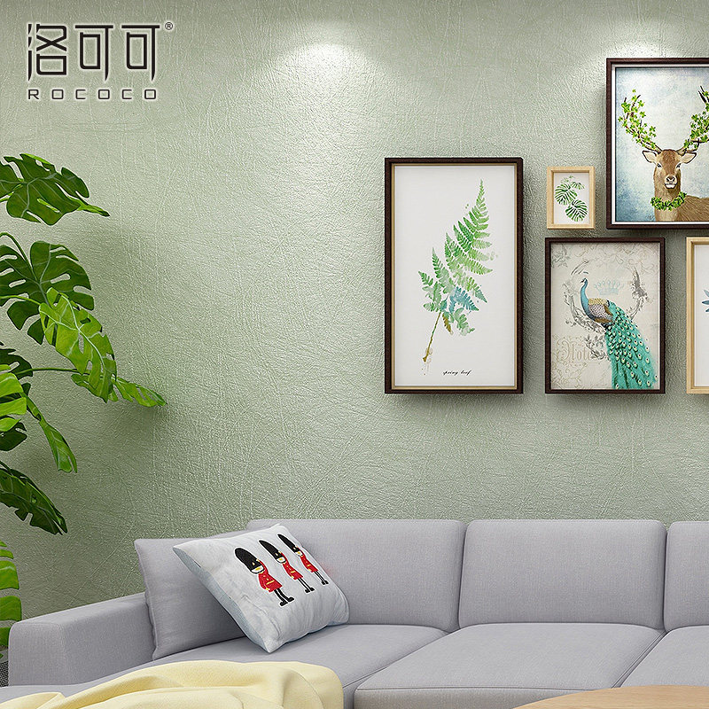洛可可墙布纯色素色简约现代蚕丝环保客厅电视背景墙卧室无缝壁布