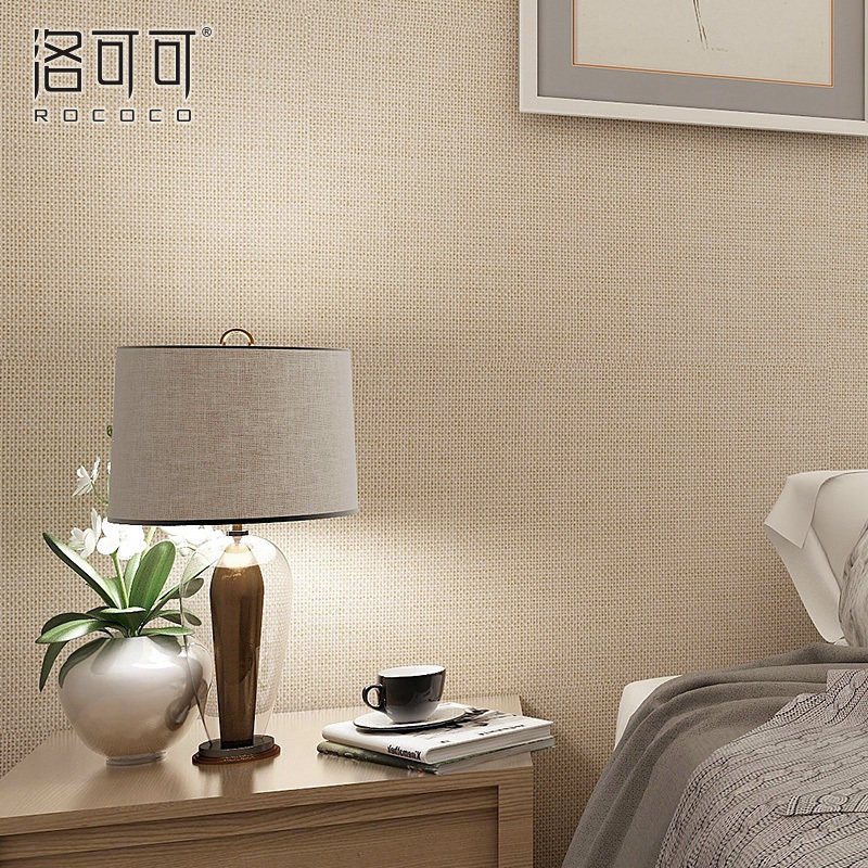 洛可可素色细麻墙布壁布无缝纯色背景墙简约百搭环保电视背景墙布