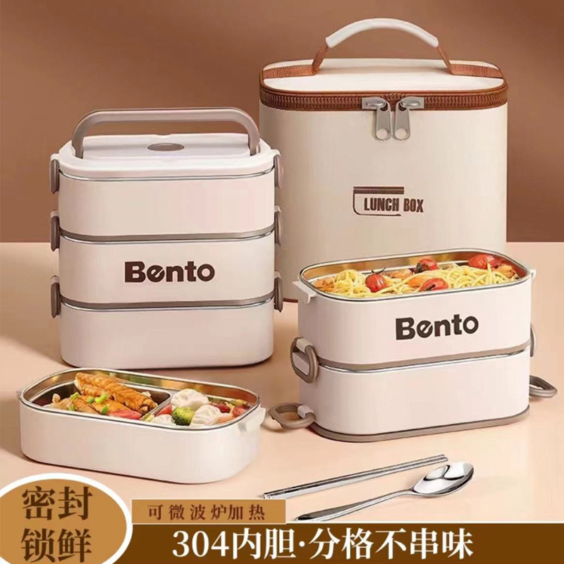 304+PP便携式保温餐盒微波炉加热