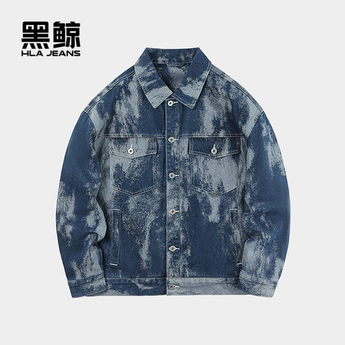 海澜之家旗下黑鲸时尚牛仔夹克