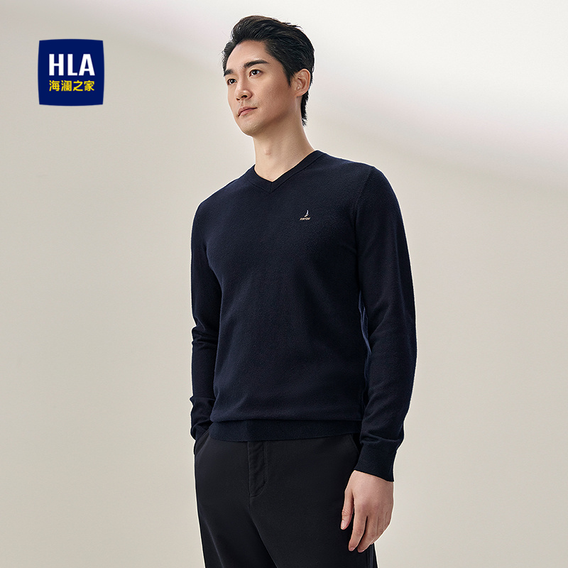 海澜之家V领套头修身长袖针织衫