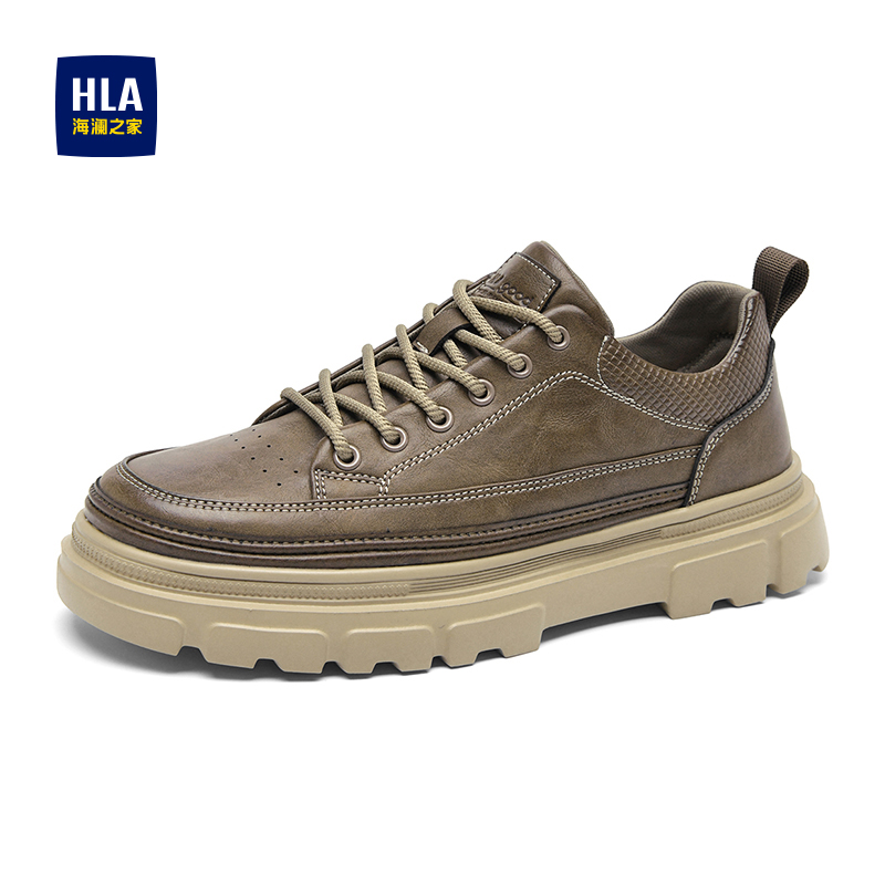 HLA/海澜之家男鞋新款秋季时尚高街经典低帮工装鞋耐磨百搭厚底