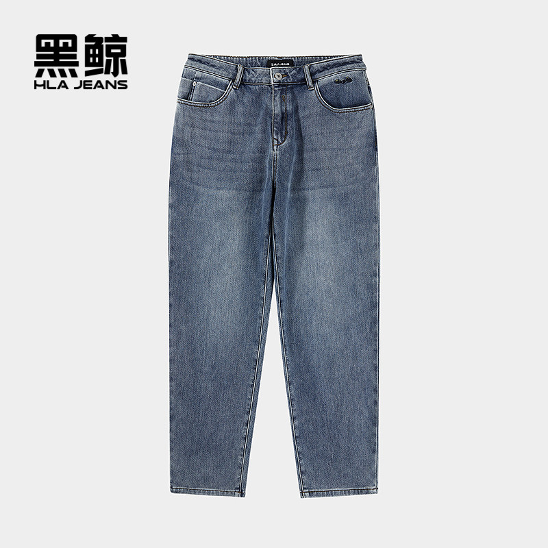 海澜之家旗下黑鲸宽松直筒牛仔裤