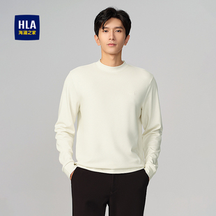圆领舒适时尚 HLA 新款 T恤25秋季 保暖上衣男 海澜之家立体硅标长袖