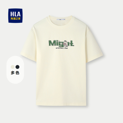 HLA/海澜之家米格联名短袖T恤圆领卡通印花短袖男