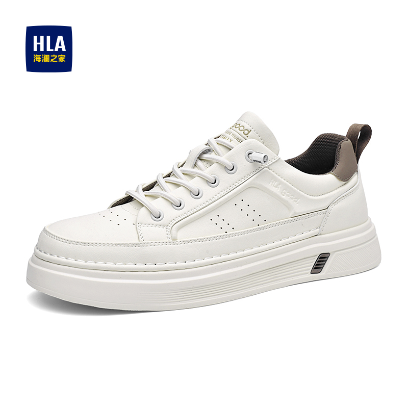 HLA/海澜之家男鞋新款秋季潮流百搭舒适增高休闲板鞋免系带小白鞋