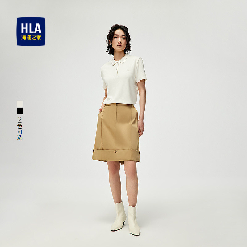 HLA/海澜之家休闲翻领短袖POLO衫2025春夏新珠地直筒印花上衣女装,女装/女士精品,POLO衫,淘宝优惠券,粉丝福利购,淘宝优惠卷