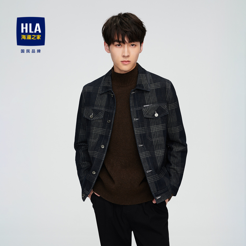 HLA/海澜之家翻领衬衫夹克春夏格纹多口袋易打理时尚有型外套男