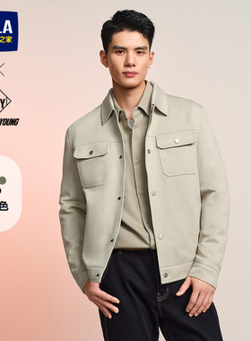 HLA/海澜之家POWER YOUNG24秋新衬衫领工装潮休闲夹克黑色外套男