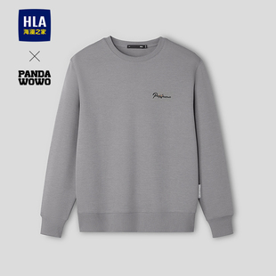 男 wowo熊猫系列卫衣26春夏新卡通印花圆领长袖 HLA 海澜之家panda