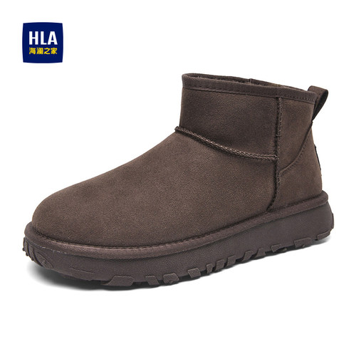 HLA/海澜之家男鞋新款加绒保暖时尚雪地靴舒适百搭短筒休闲靴棉靴