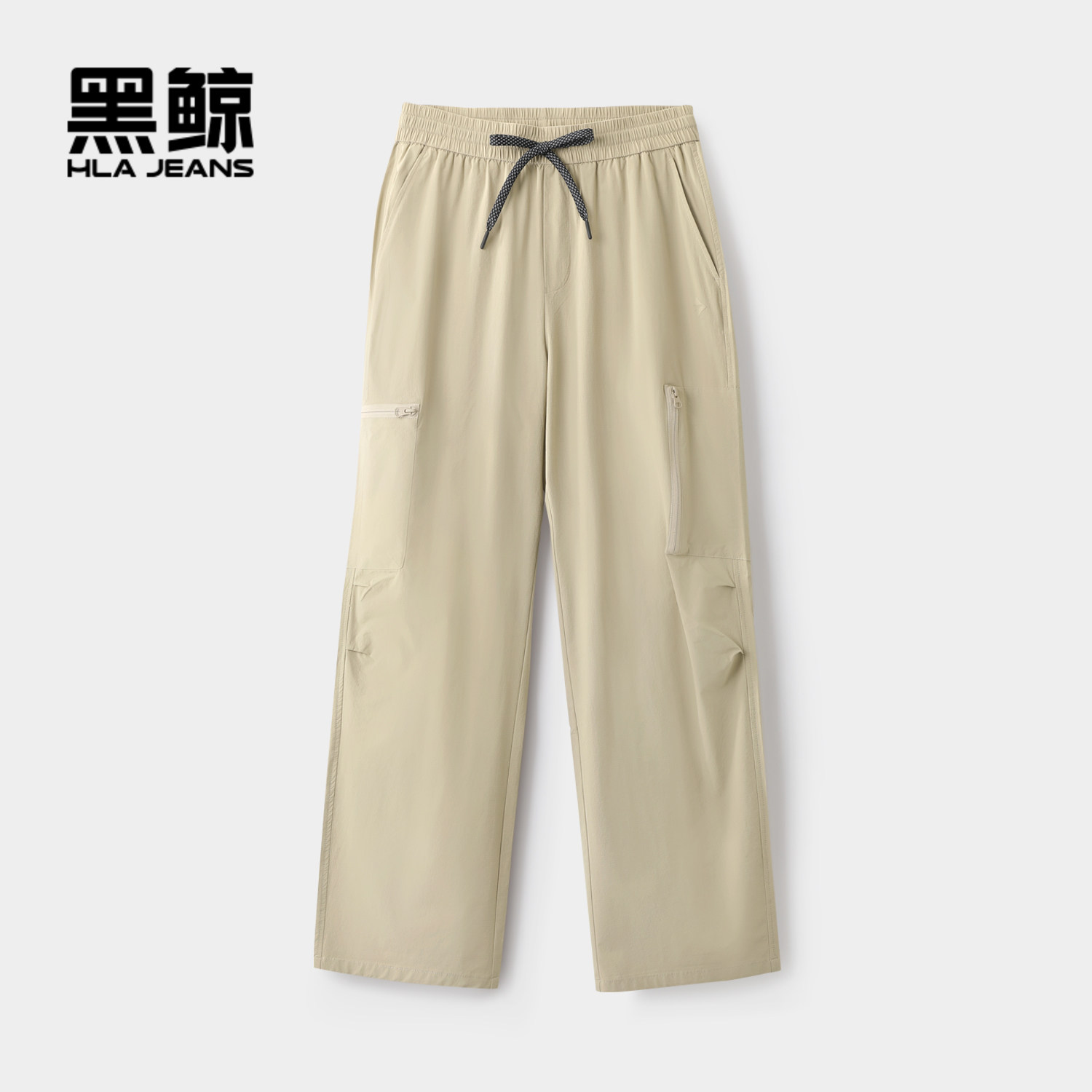 海澜之家旗下黑鲸宽松直筒工装休闲裤男2026年春季新品腰间抽绳