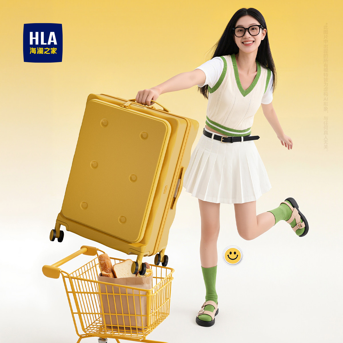 HLA/海澜之家饼干款侧开盖行李箱学生拉杆箱男女密码托运大容量箱