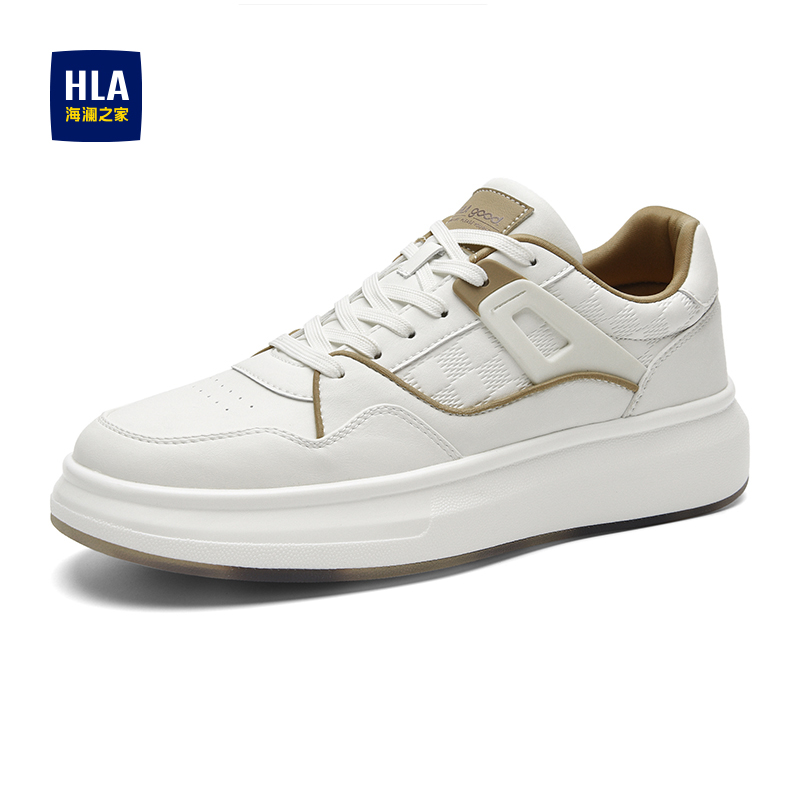 HLA/海澜之家男鞋新款春秋经典舒适厚底休闲板鞋百搭增高小白鞋男