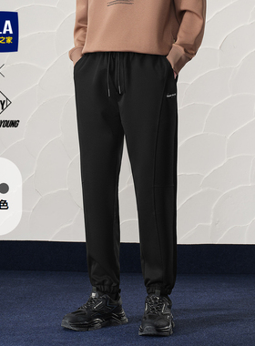 HLA/海澜之家POWER YOUNG分割拼接卫裤24秋冬季新款刺绣休闲裤男