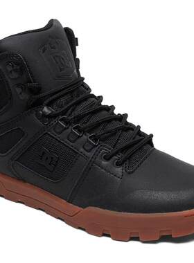 海外代购DC SHOES男士运动休闲鞋防泼水加绒保暖高帮黑棕配色
