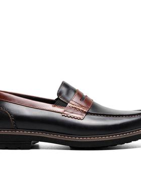 代购NUNN BUSH男士乐福鞋透气吸汗软底轻便圆头平跟系带缝线装饰