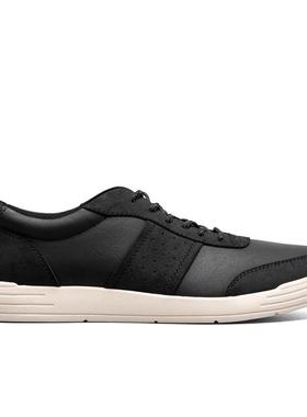 代购NUNN BUSH男士休闲鞋透气吸汗轻便缓震黑色系带设计圆头低帮