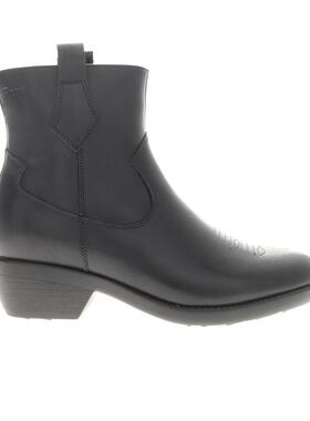 代购Propet波派女士短靴透气软底轻便舒适黑色侧拉链圆头粗跟