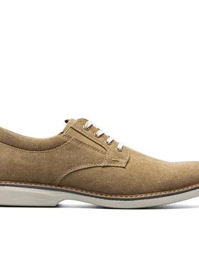 代购NUNN BUSH男士牛津鞋透气轻便舒适日常穿着帆布鞋面系带平头