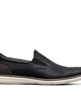 代购NUNN BUSH男士乐福鞋透气软底缓震环保鞋垫圆头套脚拼接设计