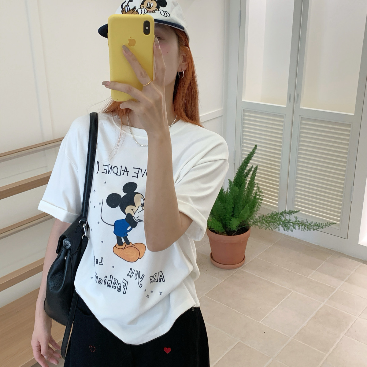 Vaoom-秋款蓝裤子米奇韩系撞色俏皮减龄感印花短袖T恤KT106不退换图片