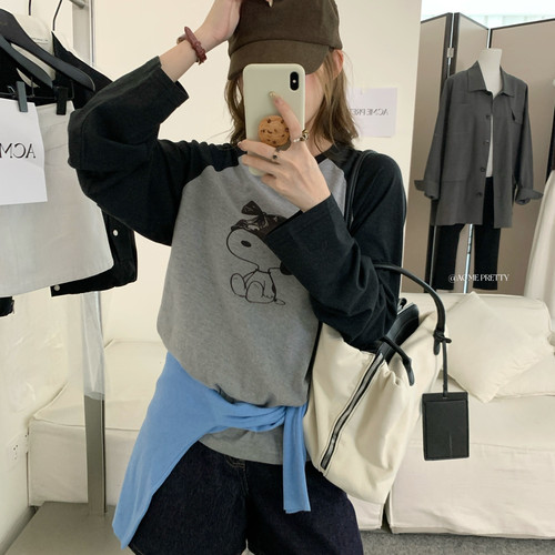 ACME PRETTY-秋上新新款趣味小狗撞色长袖T恤W972不退换