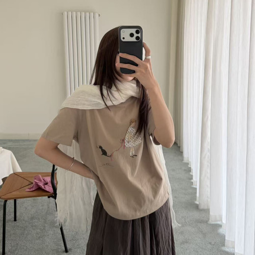HYGGE-秋上新韩系甜美可爱小女孩印花短袖T恤T68502不退换