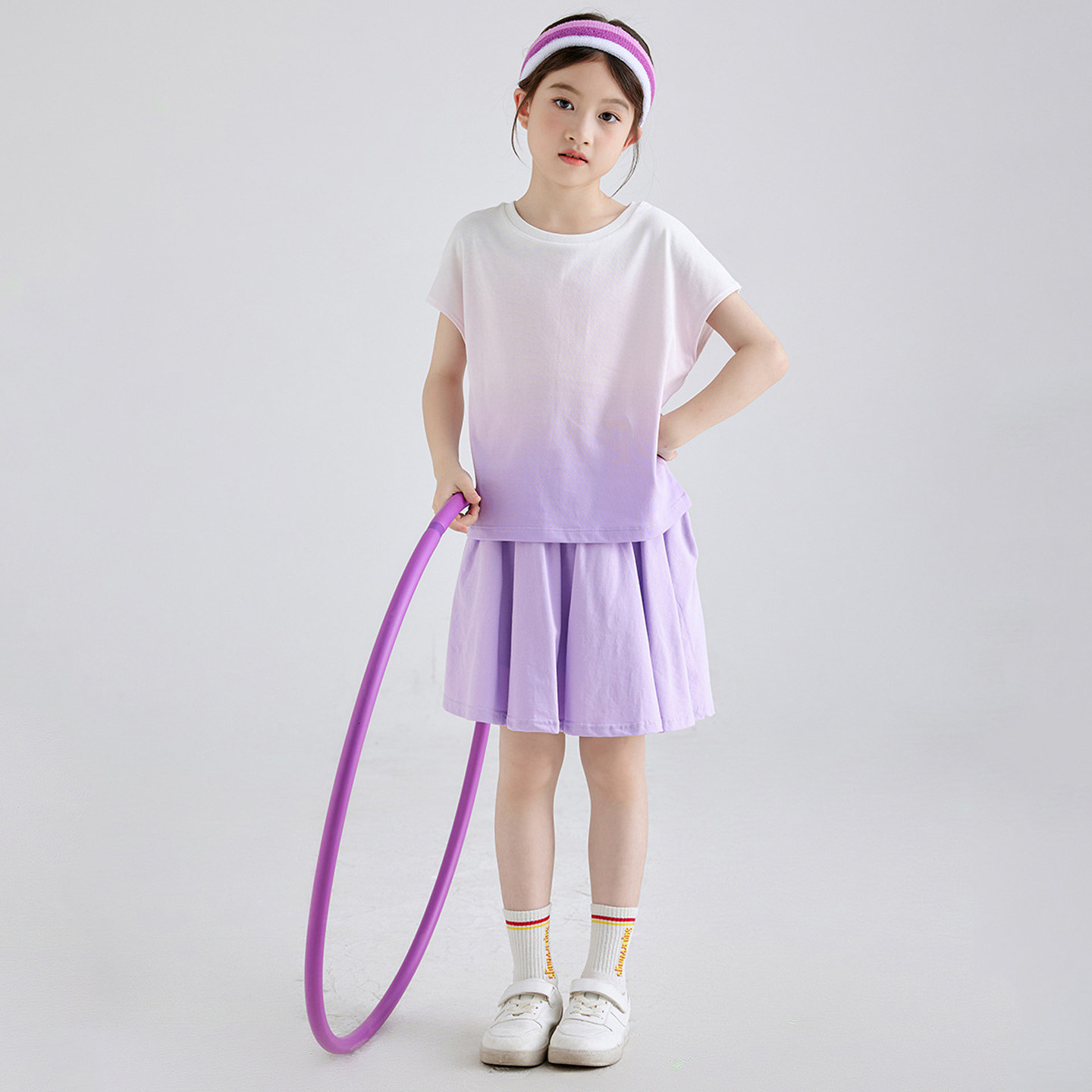 儿童扎染套装2026夏季韩版女孩渐变运动裙裤时髦女大童炸街两件套