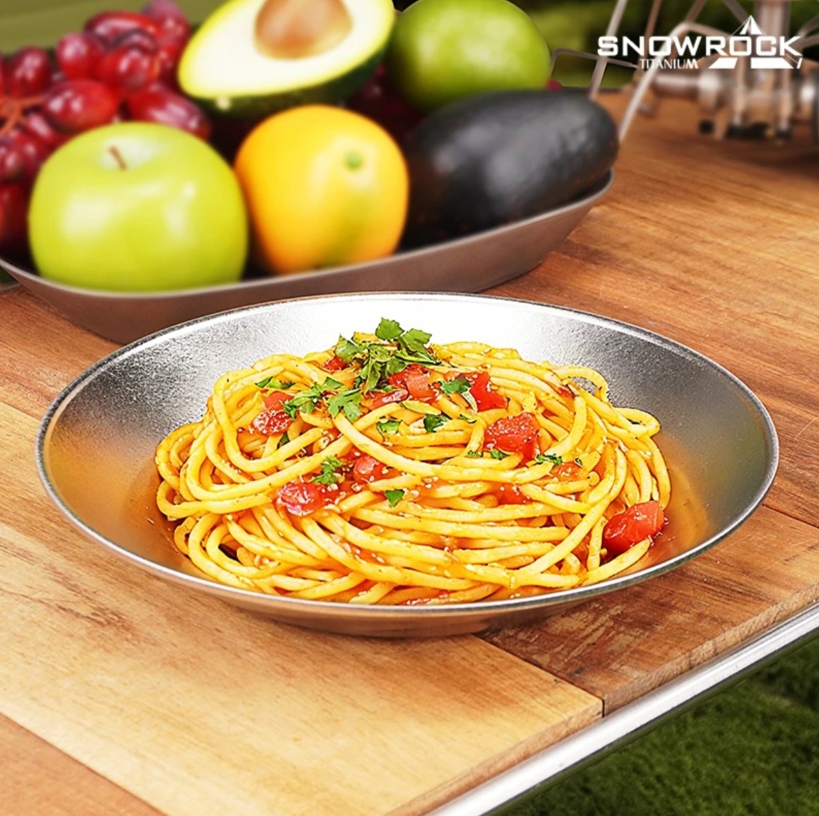 SNOW ROCK 纯钛冰花意面盘美式复古圆盘网红怀旧风早餐西餐盘点心