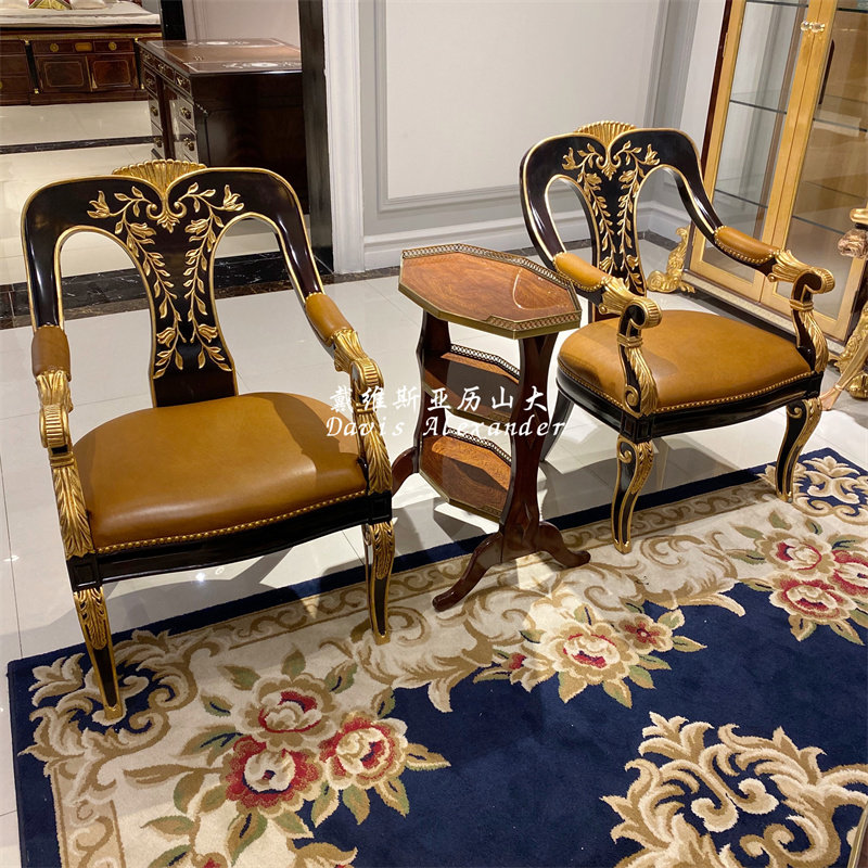 欧式休闲椅美式古典扶手沙发椅别墅实木高背椅单人沙发老虎椅现货,住宅家具,圈椅,淘宝优惠券,粉丝福利购,淘宝优惠卷