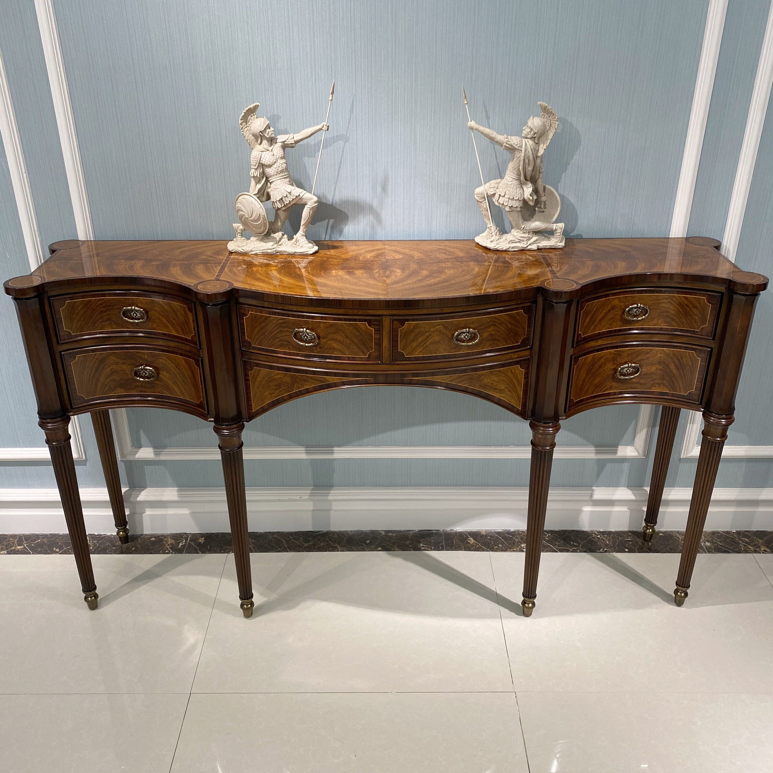 欧式玄关柜别墅实木装饰柜门厅装饰架亚历山大宫廷新古典英式家具