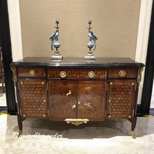 玄关柜亚历山大古典家具大理石门厅柜桃花心木储物餐边理石柜 欧式