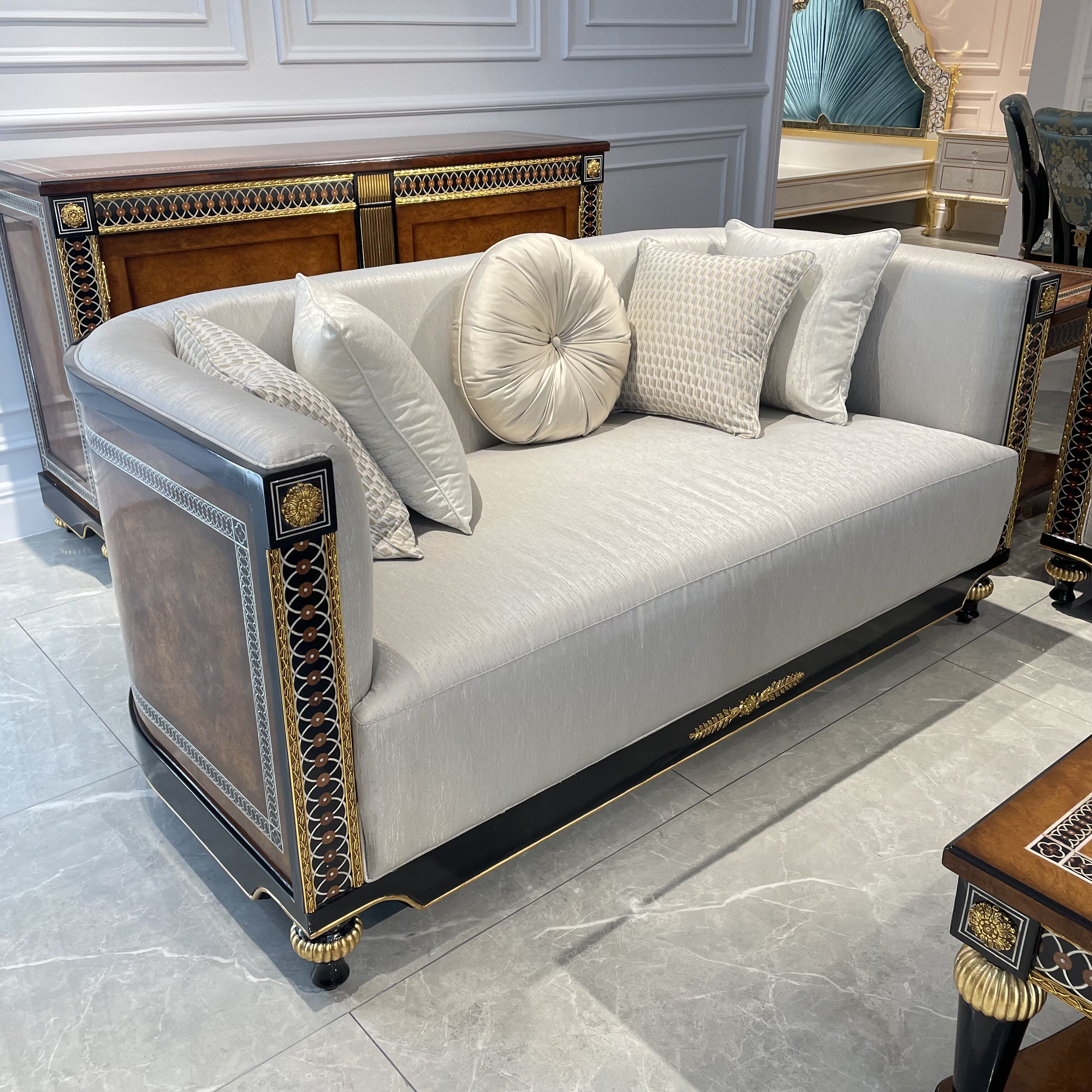 卡斯帕尼法式平层别墅古典实木布艺沙发欧式客厅组合布艺沙发